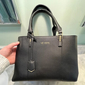Via Verte black pebbled vegan handbag. 2 handles, removable crossbody strap. EUC